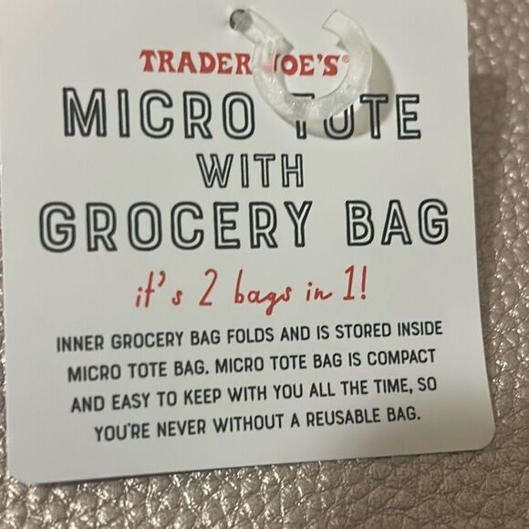 Trader Joes Micro Tote & Reusable Shopping Bag Red Black Eco Friendly Compact - Picture 5 of 9